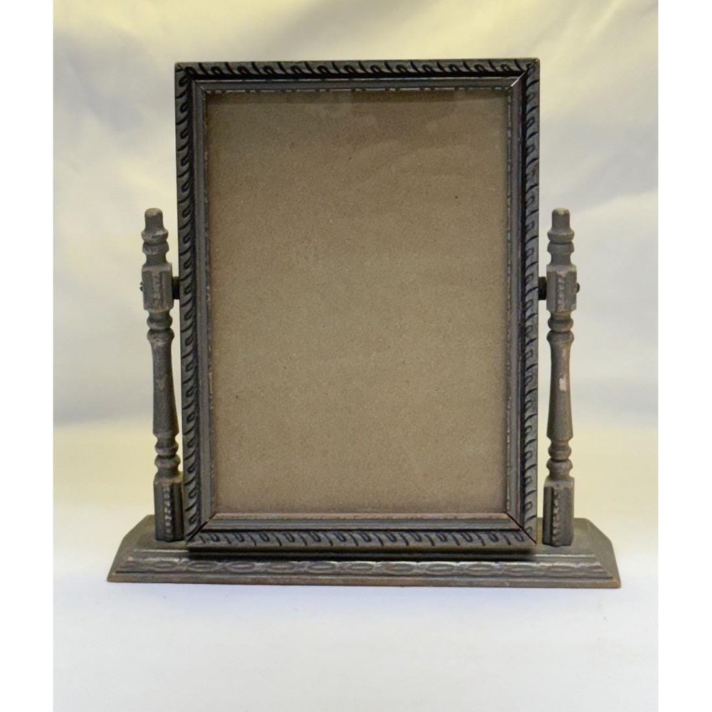 Vintage Gray Art Deco Swivel Picture Frame For 5" X 7" Photo Tilt Swinging